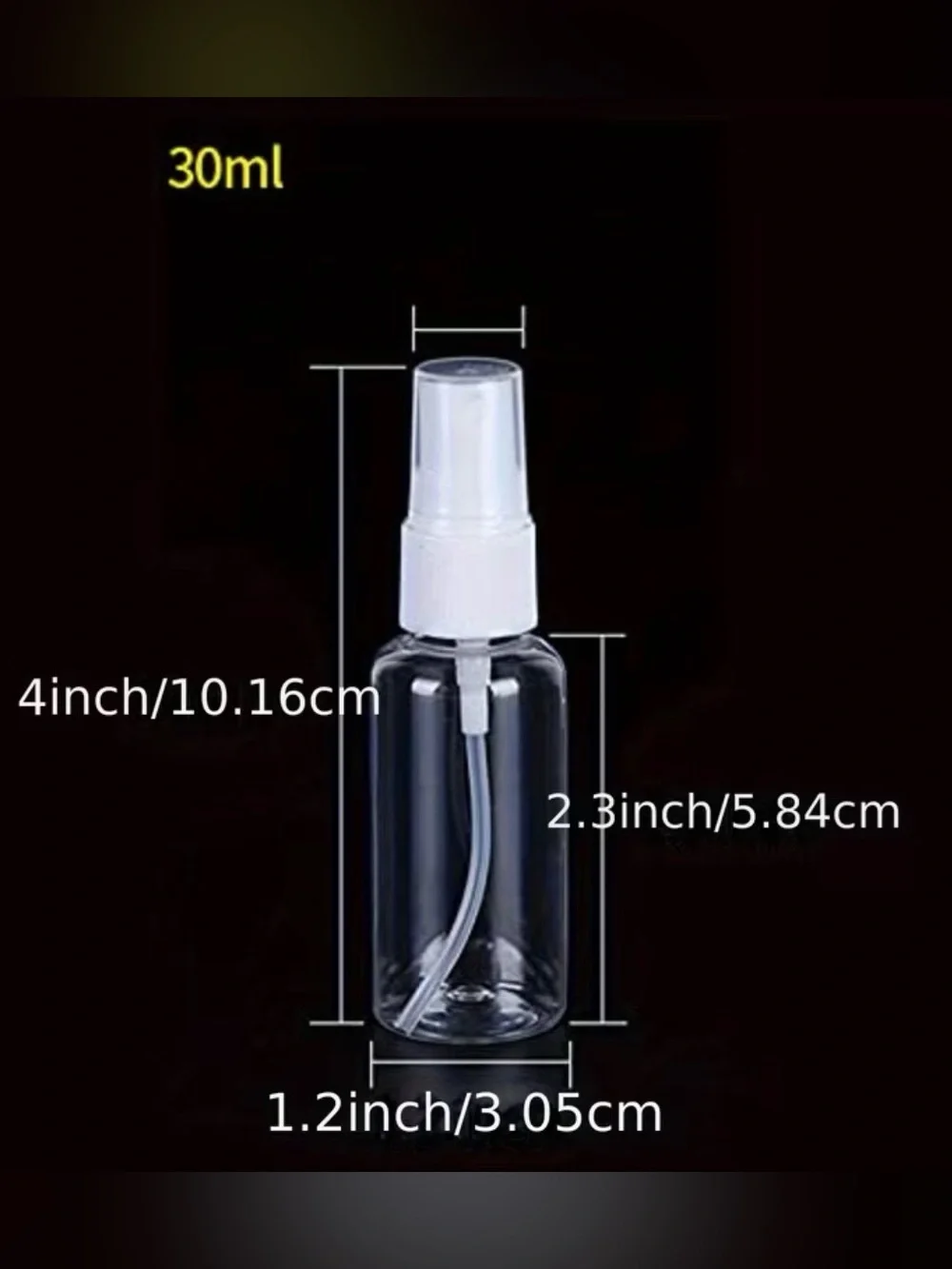30pcs Blank Clear Spray Bottles with White Caps 1oz- Multipack